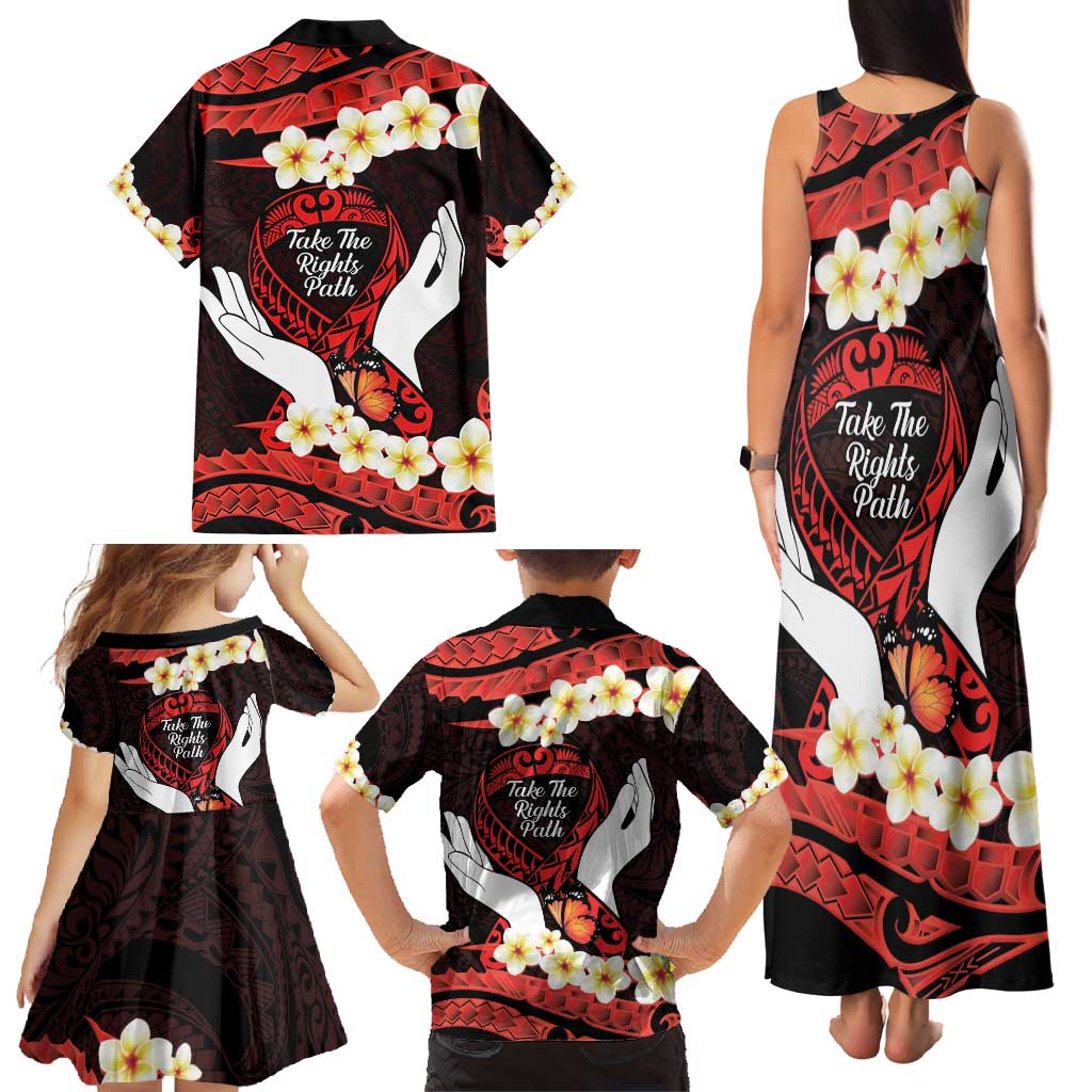 Polynesia AIDS Awareness Month Family Matching Tank Maxi Dress and Hawaiian Shirt Take The Rights Path Polynesian Pattern LT14 - Polynesian Pride