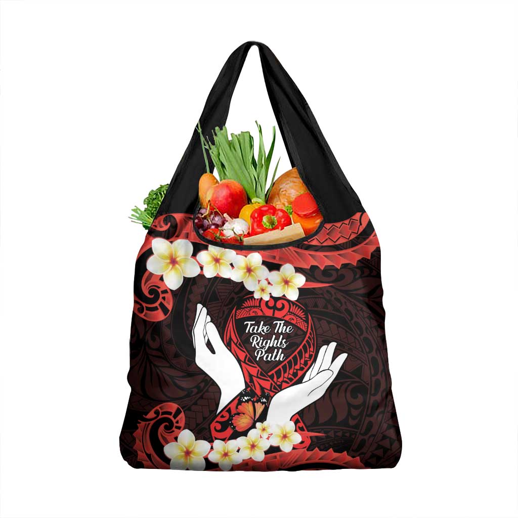 Polynesia AIDS Awareness Month Grocery Bag Take The Rights Path Polynesian Pattern LT14 1-pack One Size Red - Polynesian Pride