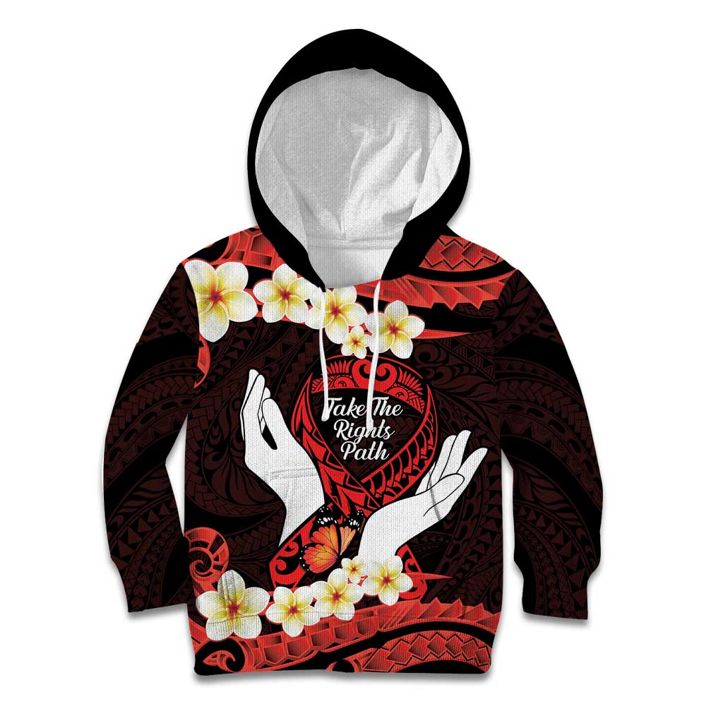 Polynesia AIDS Awareness Month Kid Hoodie Take The Rights Path Polynesian Pattern LT14 Hoodie Red - Polynesian Pride