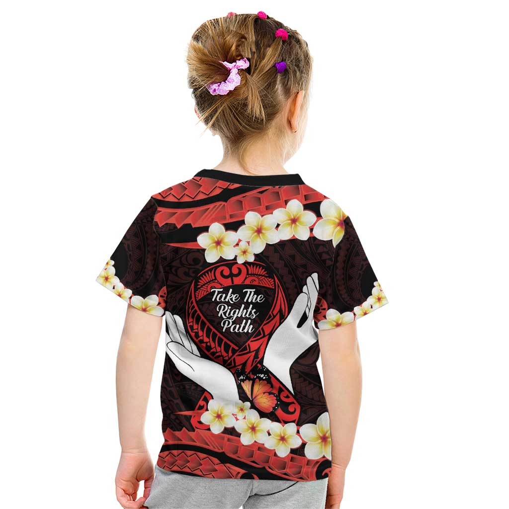 Polynesia AIDS Awareness Month Kid T Shirt Take The Rights Path Polynesian Pattern