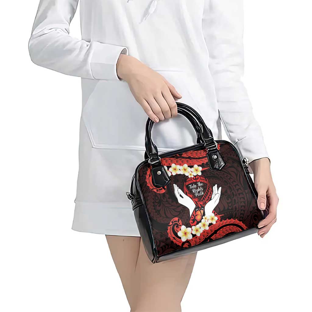 Polynesia AIDS Awareness Month Shoulder Handbag Take The Rights Path Polynesian Pattern