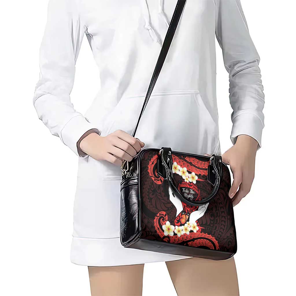 Polynesia AIDS Awareness Month Shoulder Handbag Take The Rights Path Polynesian Pattern