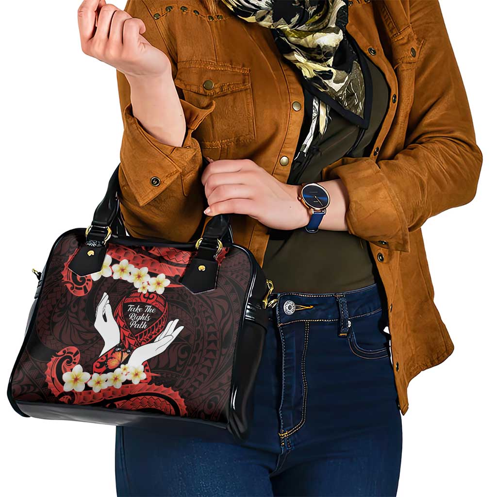 Polynesia AIDS Awareness Month Shoulder Handbag Take The Rights Path Polynesian Pattern