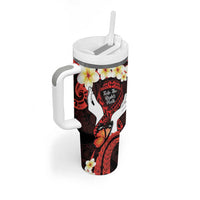 Polynesia AIDS Awareness Month Tumbler With Handle Take The Rights Path Polynesian Pattern