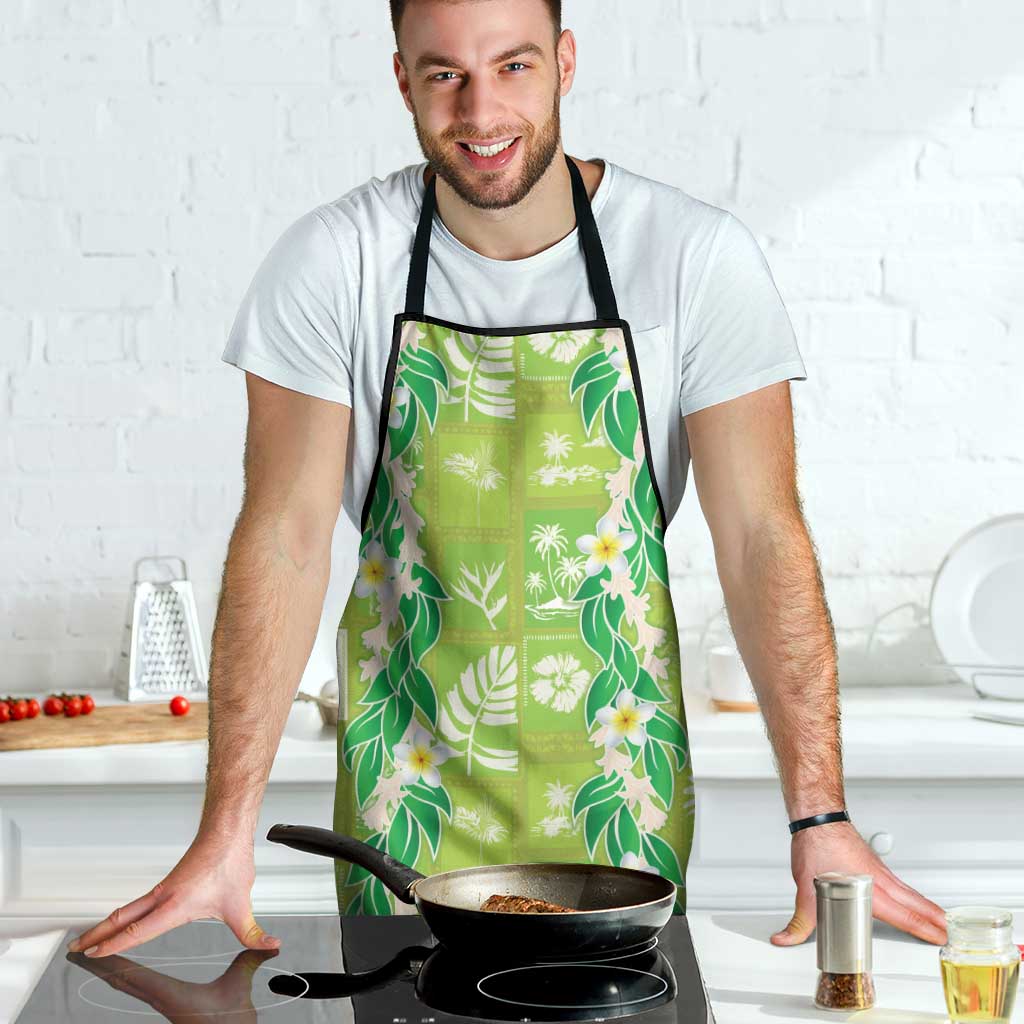 Aloha Hawaii Tuberose Lei Apron Tropical Vibes Green Color - Polynesian Pride