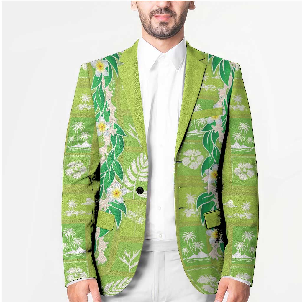 Aloha Hawaii Tuberose Lei Blazer Tropical Vibes Green Color - Polynesian Pride