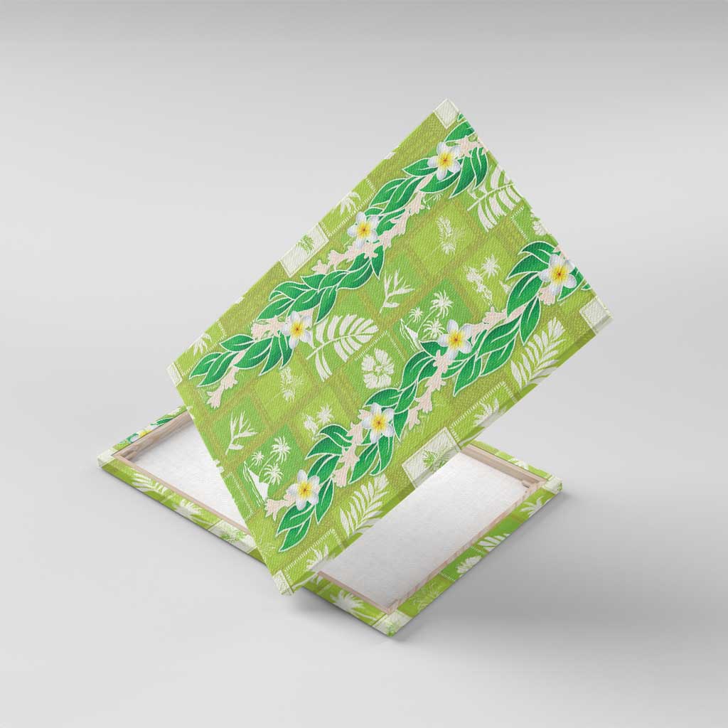 Aloha Hawaii Tuberose Lei Canvas Wall Art Tropical Vibes Green Color - Polynesian Pride