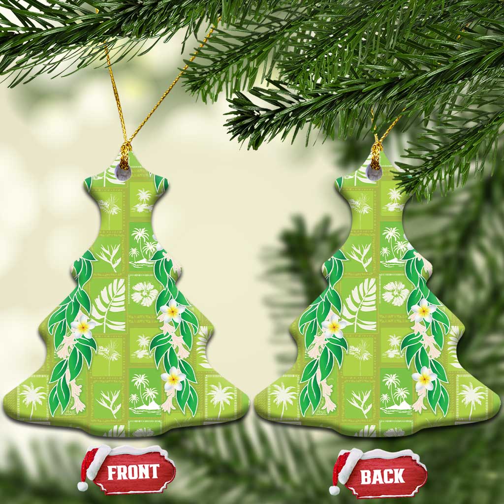 Aloha Hawaii Tuberose Lei Ceramic Ornament Tropical Vibes Green Color - Polynesian Pride