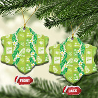 Aloha Hawaii Tuberose Lei Ceramic Ornament Tropical Vibes Green Color - Polynesian Pride