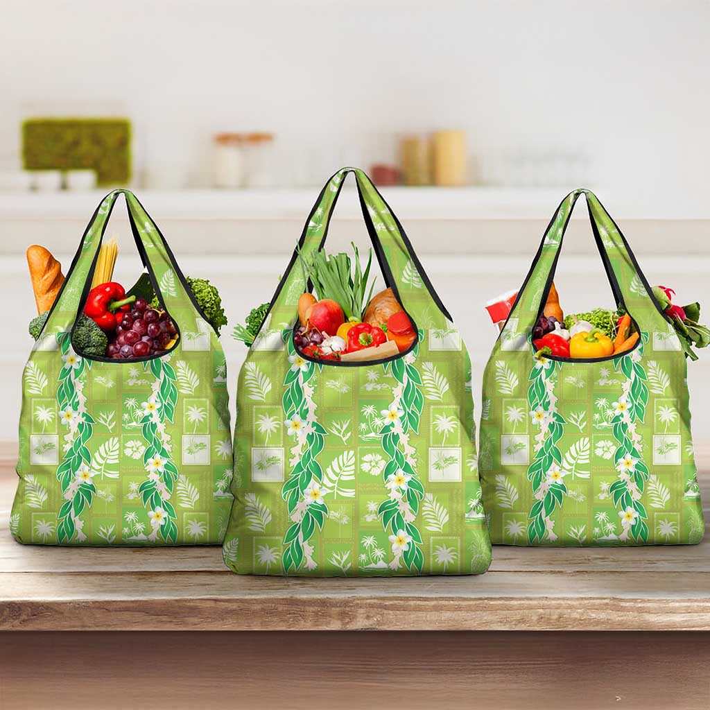 Aloha Hawaii Tuberose Lei Grocery Bag Tropical Vibes Green Color - Polynesian Pride