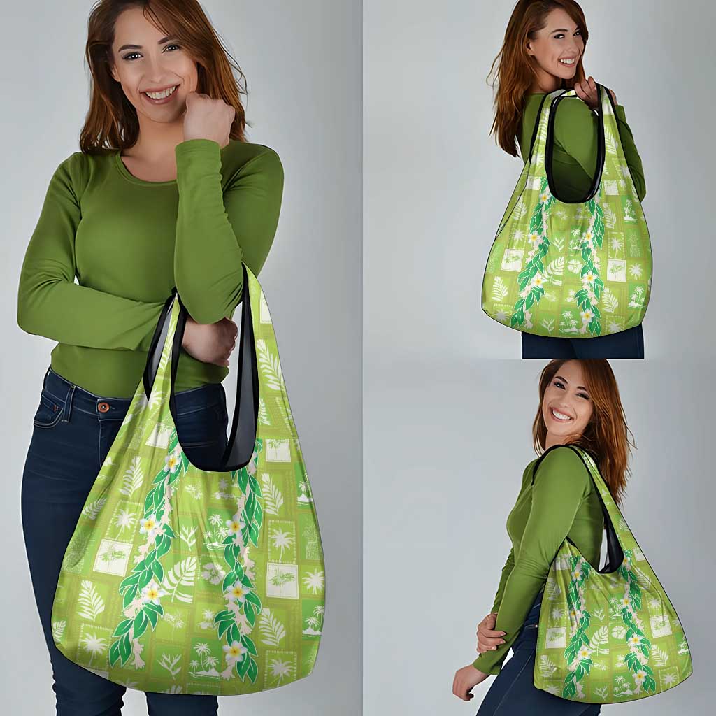 Aloha Hawaii Tuberose Lei Grocery Bag Tropical Vibes Green Color - Polynesian Pride