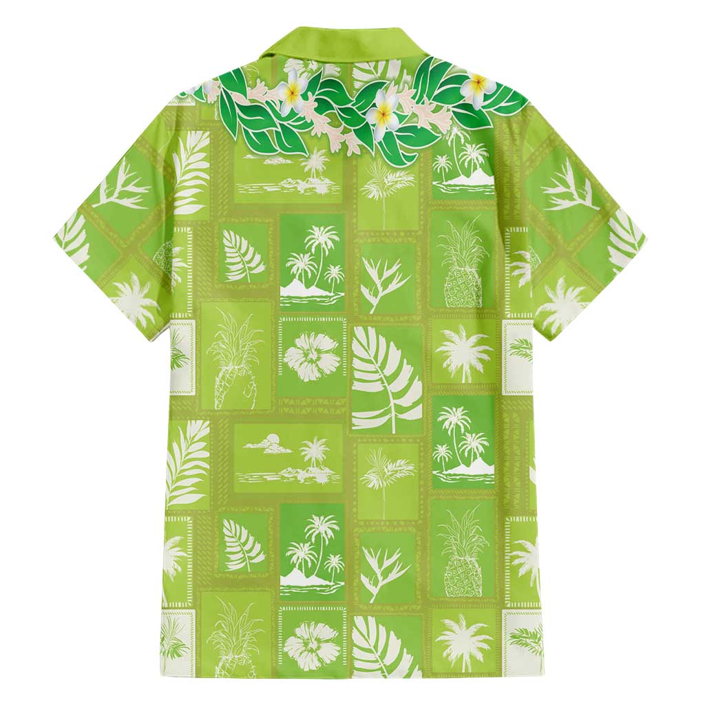 Aloha Hawaii Tuberose Lei Hawaiian Shirt Tropical Vibes Green Color - Polynesian Pride
