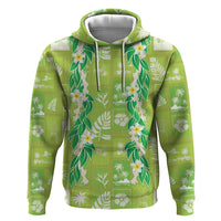 Aloha Hawaii Tuberose Lei Hoodie Tropical Vibes Green Color - Polynesian Pride