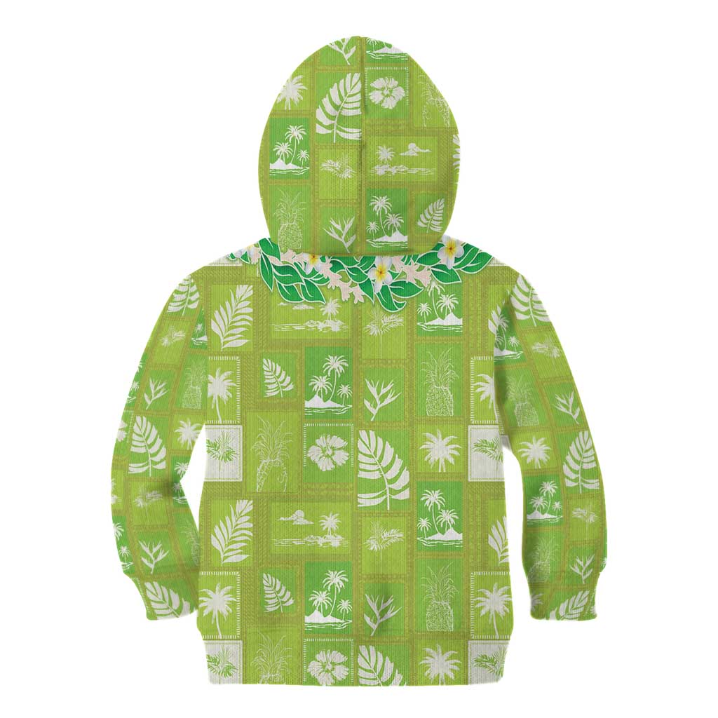 Aloha Hawaii Tuberose Lei Kid Hoodie Tropical Vibes Green Color LT14 - Polynesian Pride