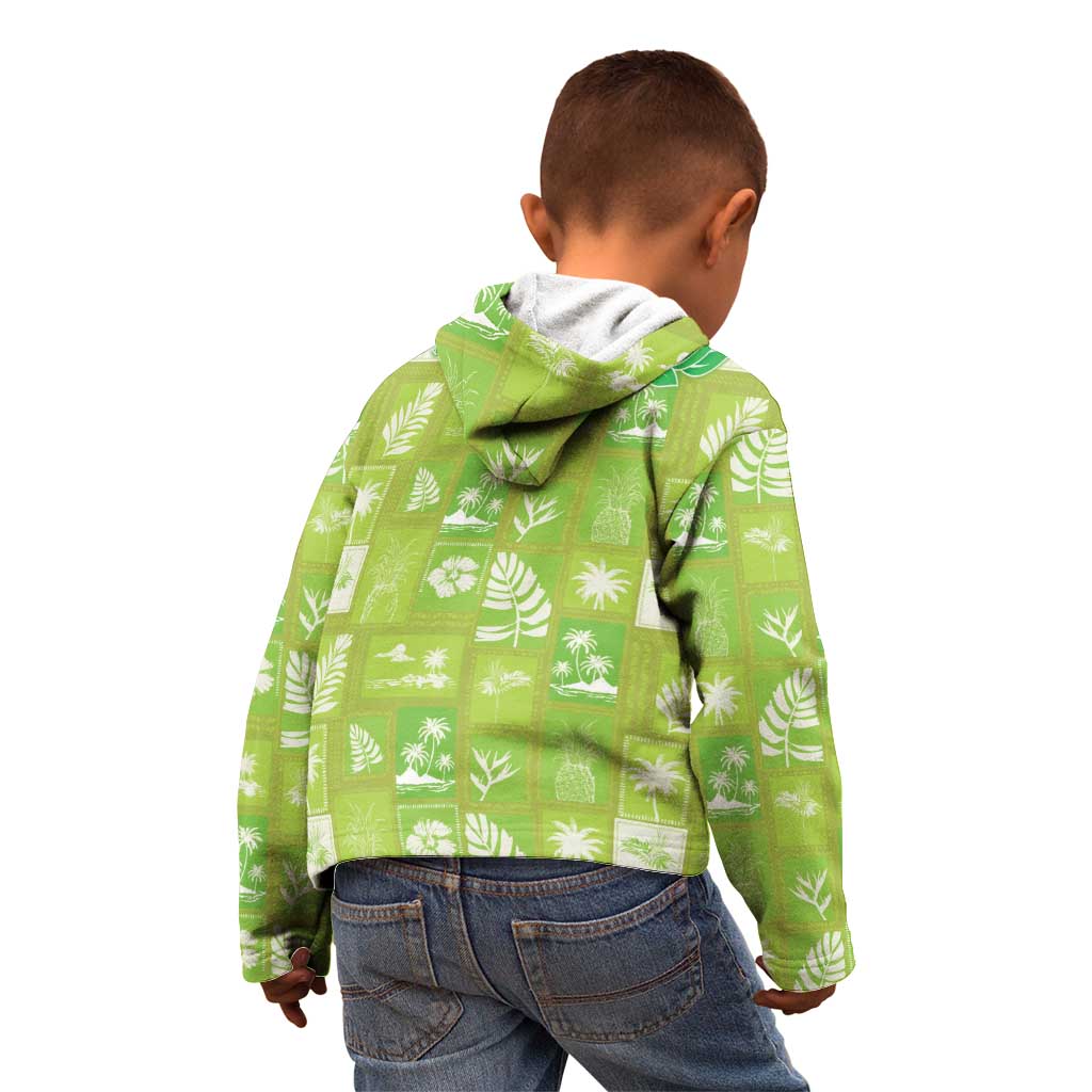 Aloha Hawaii Tuberose Lei Kid Hoodie Tropical Vibes Green Color LT14 - Polynesian Pride