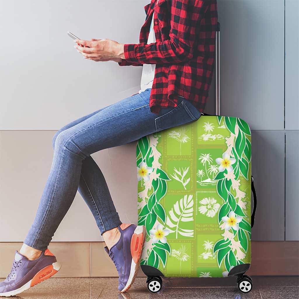 Aloha Hawaii Tuberose Lei Luggage Cover Tropical Vibes Green Color - Polynesian Pride