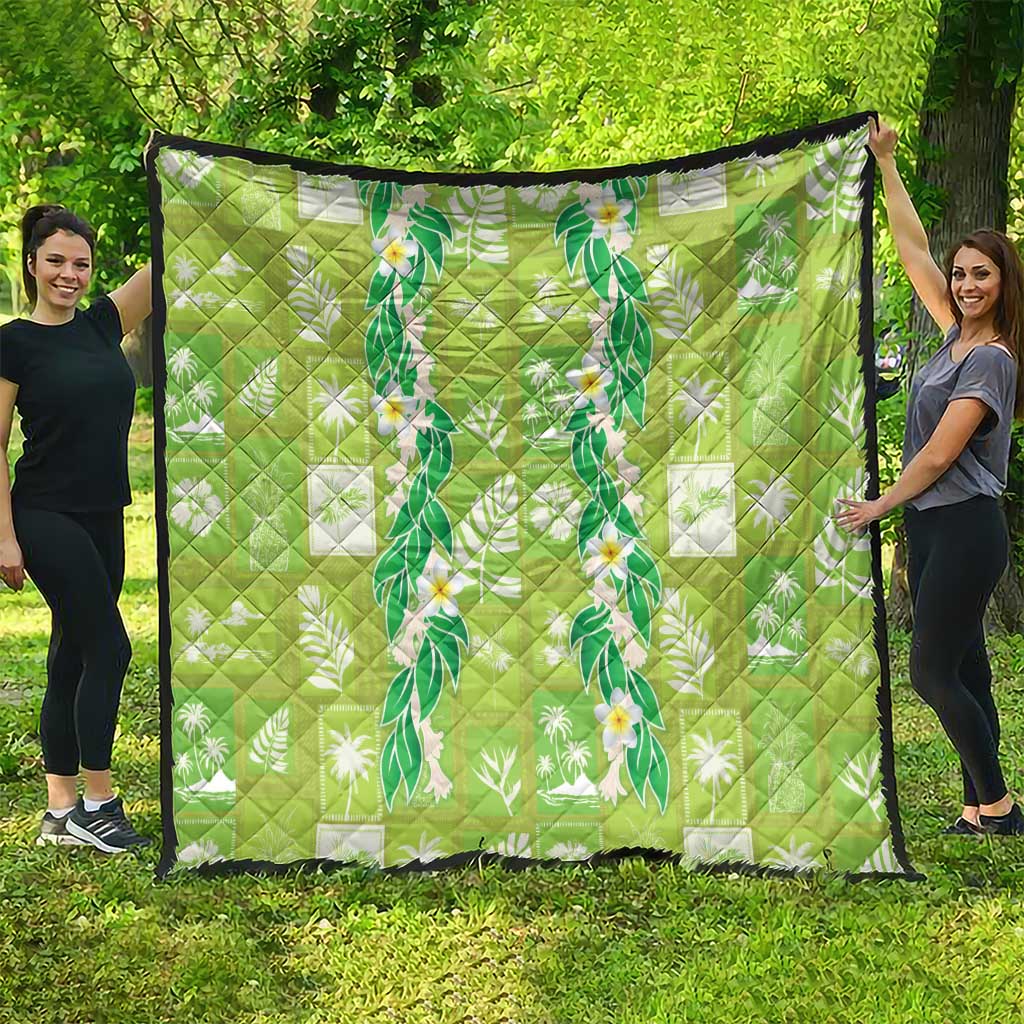 Aloha Hawaii Tuberose Lei Quilt Tropical Vibes Green Color - Polynesian Pride