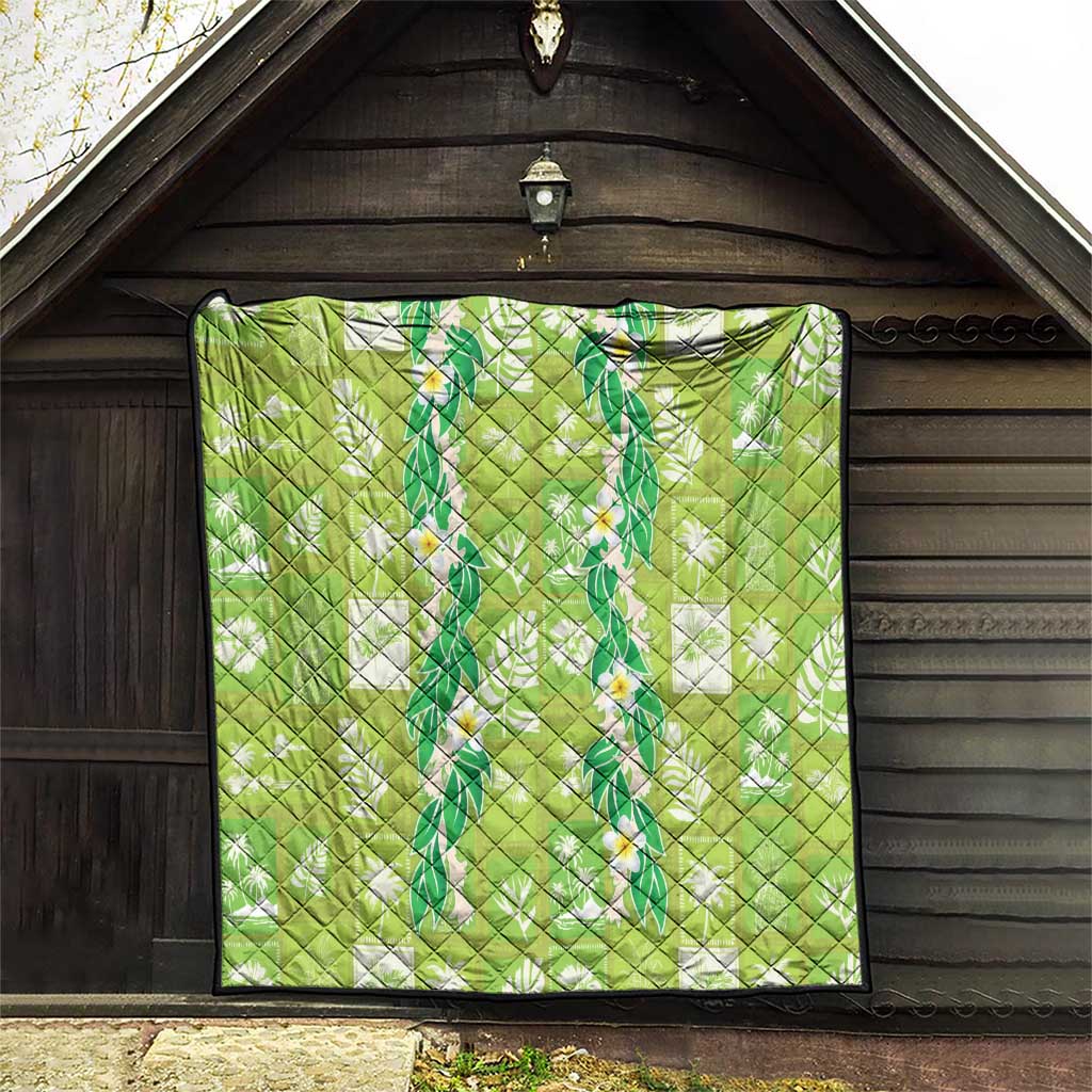 Aloha Hawaii Tuberose Lei Quilt Tropical Vibes Green Color - Polynesian Pride