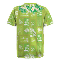 Aloha Hawaii Tuberose Lei Rugby Jersey Tropical Vibes Green Color - Polynesian Pride