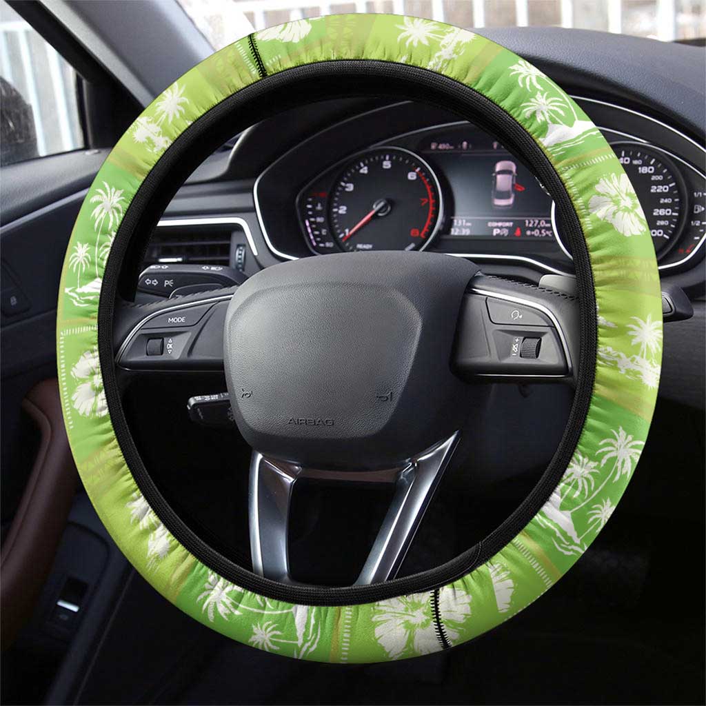 Aloha Hawaii Tuberose Lei Steering Wheel Cover Tropical Vibes Green Color LT14 - Polynesian Pride