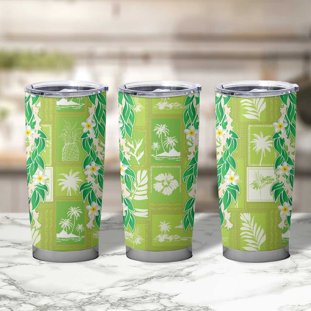 Aloha Hawaii Tuberose Lei Tumbler Cup Tropical Vibes Green Color - Polynesian Pride