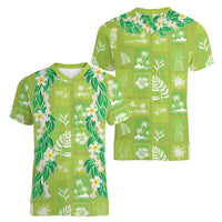 Aloha Hawaii Tuberose Lei Women V-Neck T-Shirt Tropical Vibes Green Color - Polynesian Pride