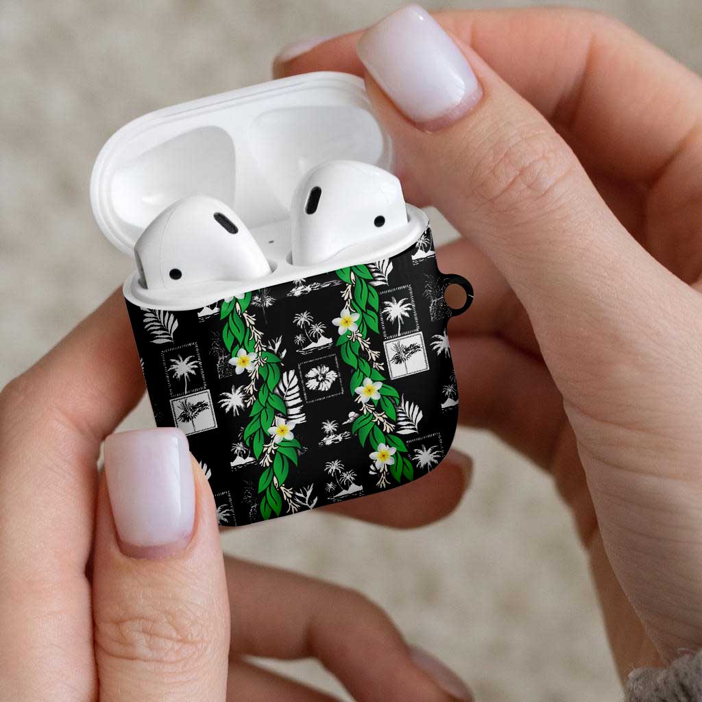 Aloha Hawaii Tuberose Lei AirPods Case Tropical Vibes Black Color - Polynesian Pride