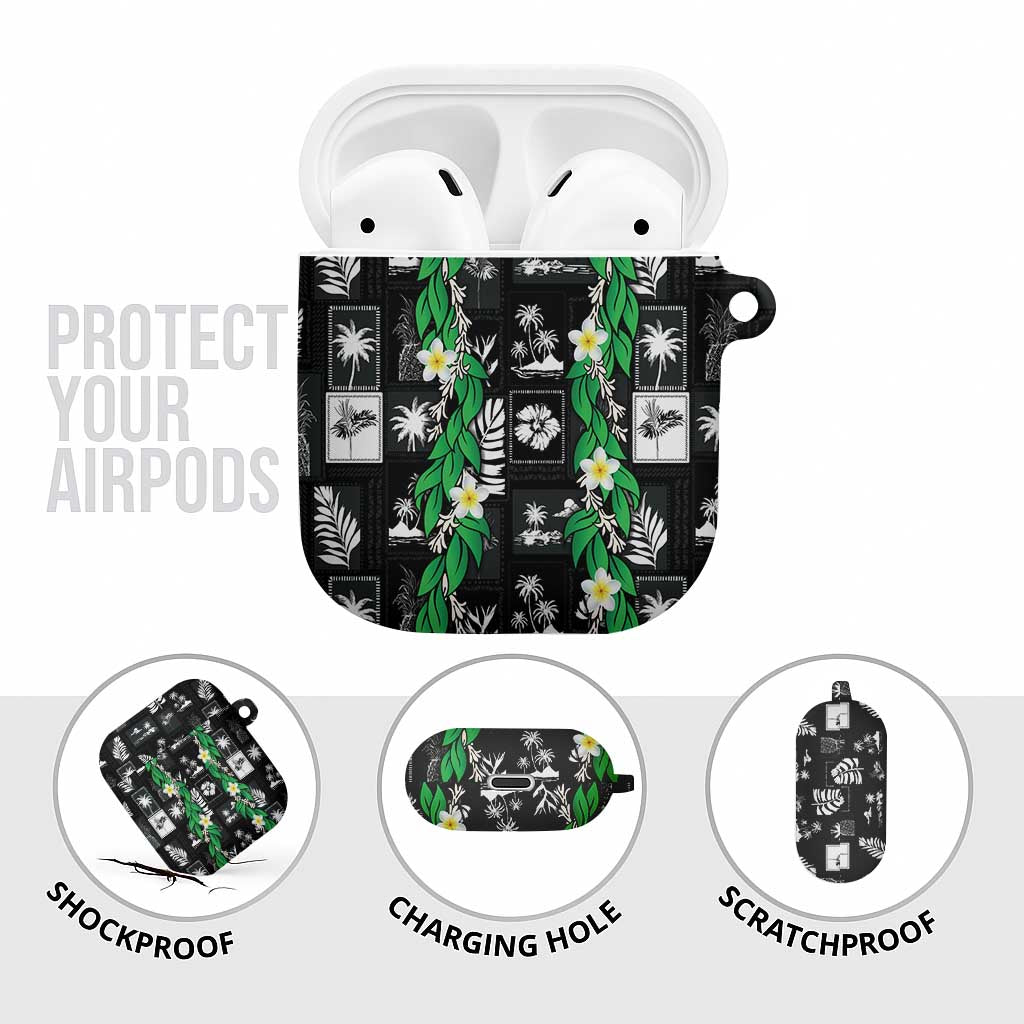 Aloha Hawaii Tuberose Lei AirPods Case Tropical Vibes Black Color - Polynesian Pride