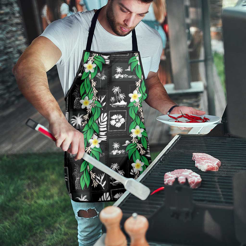 Aloha Hawaii Tuberose Lei Apron Tropical Vibes Black Color - Polynesian Pride