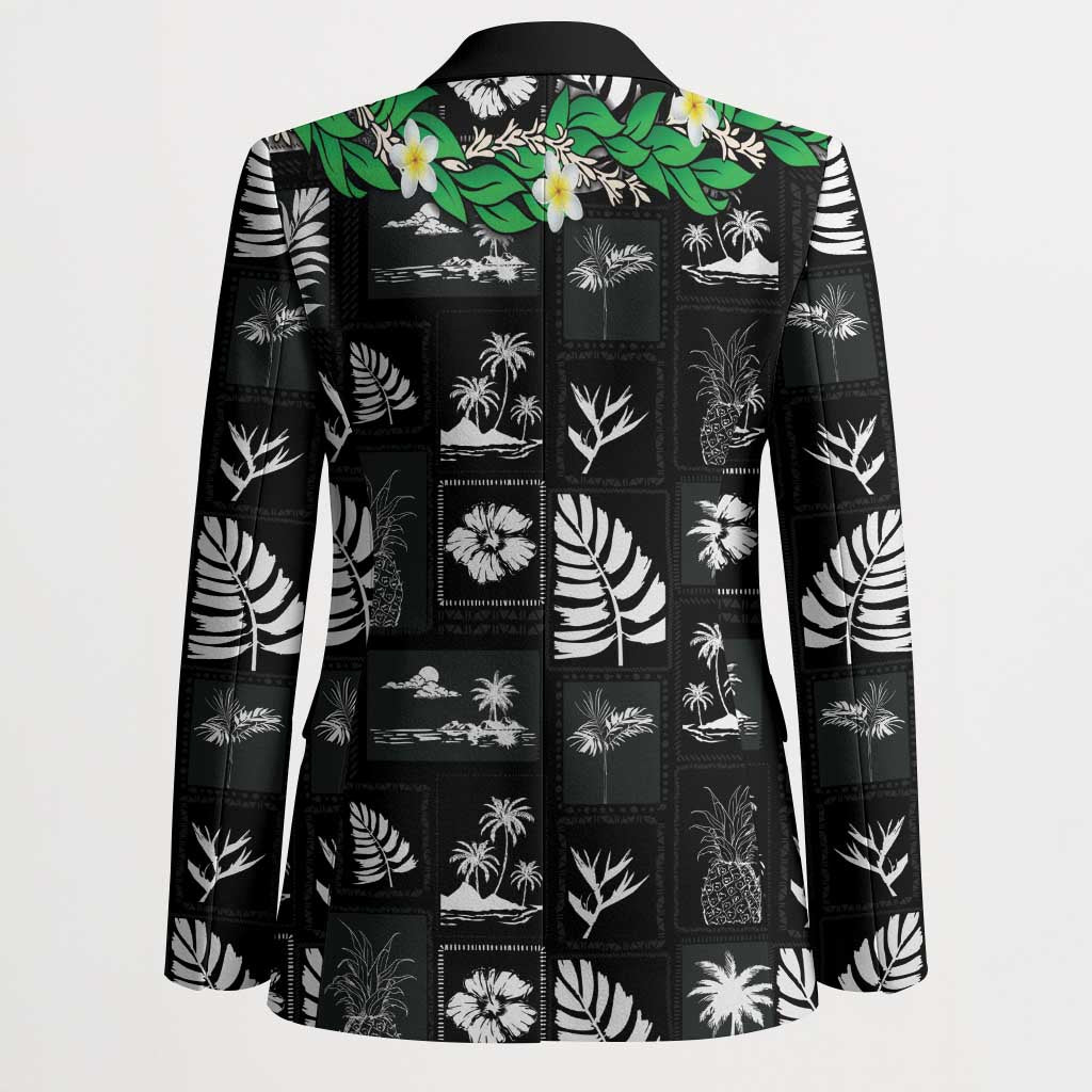 Aloha Hawaii Tuberose Lei Blazer Tropical Vibes Black Color - Polynesian Pride