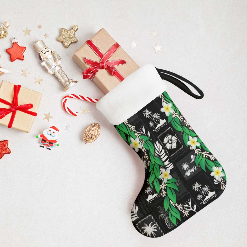 Aloha Hawaii Tuberose Lei Christmas Stocking Tropical Vibes Black Color - Polynesian Pride
