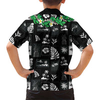 Aloha Hawaii Tuberose Lei Family Matching Summer Maxi Dress and Hawaiian Shirt Tropical Vibes Black Color LT14 - Polynesian Pride