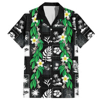 Aloha Hawaii Tuberose Lei Family Matching Summer Maxi Dress and Hawaiian Shirt Tropical Vibes Black Color LT14 Dad's Shirt - Short Sleeve Black - Polynesian Pride