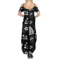 Aloha Hawaii Tuberose Lei Family Matching Summer Maxi Dress and Hawaiian Shirt Tropical Vibes Black Color LT14 - Polynesian Pride