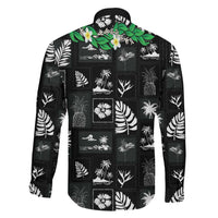 Aloha Hawaii Tuberose Lei Family Matching Tank Maxi Dress and Hawaiian Shirt Tropical Vibes Black Color LT14 - Polynesian Pride