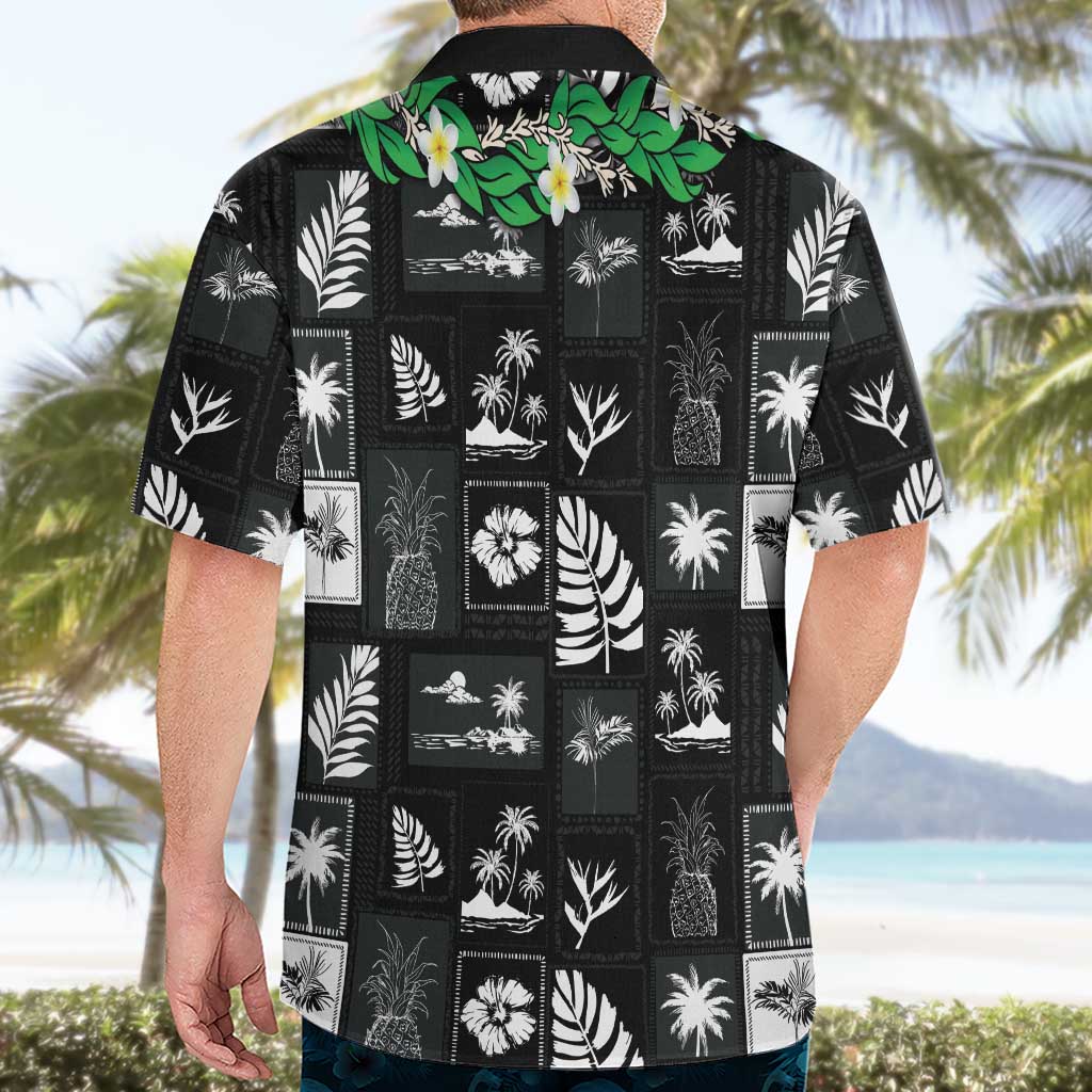 Aloha Hawaii Tuberose Lei Hawaiian Shirt Tropical Vibes Black Color - Polynesian Pride