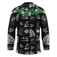 Aloha Hawaii Tuberose Lei Hockey Jersey Tropical Vibes Black Color - Polynesian Pride