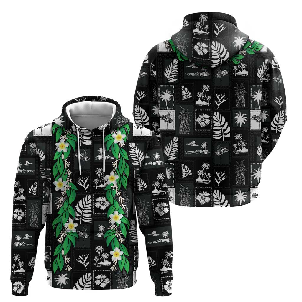 Aloha Hawaii Tuberose Lei Hoodie Tropical Vibes Black Color - Polynesian Pride