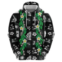 Aloha Hawaii Tuberose Lei Hoodie Tropical Vibes Black Color - Polynesian Pride