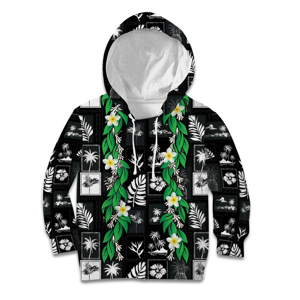 Aloha Hawaii Tuberose Lei Kid Hoodie Tropical Vibes Black Color LT14 Hoodie Black - Polynesian Pride