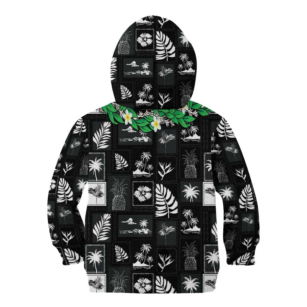 Aloha Hawaii Tuberose Lei Kid Hoodie Tropical Vibes Black Color LT14 - Polynesian Pride