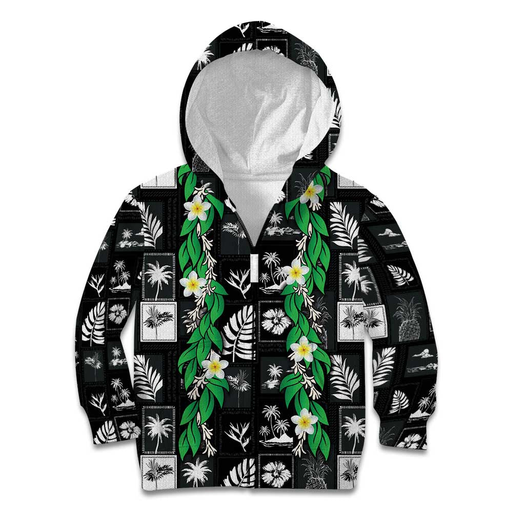 Aloha Hawaii Tuberose Lei Kid Hoodie Tropical Vibes Black Color LT14 Zip Hoodie Black - Polynesian Pride