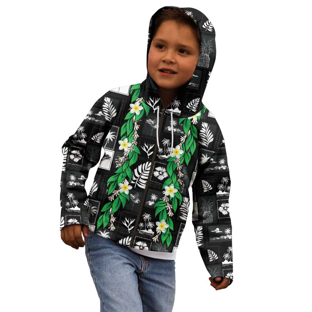 Aloha Hawaii Tuberose Lei Kid Hoodie Tropical Vibes Black Color LT14 - Polynesian Pride