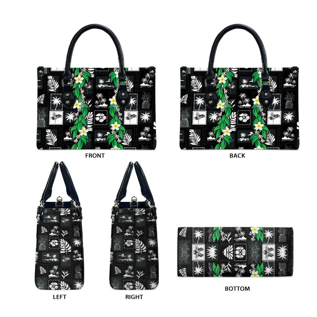 Aloha Hawaii Tuberose Lei Leather Bag Tropical Vibes Black Color - Polynesian Pride