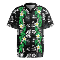 Aloha Hawaii Tuberose Lei Rugby Jersey Tropical Vibes Black Color - Polynesian Pride