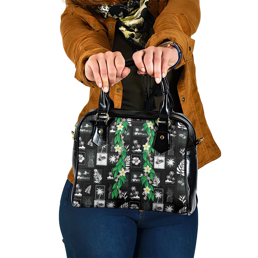 Aloha Hawaii Tuberose Lei Shoulder Handbag Tropical Vibes Black Color - Polynesian Pride