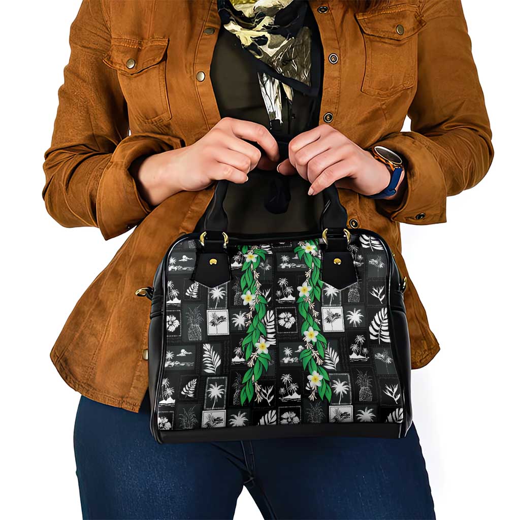 Aloha Hawaii Tuberose Lei Shoulder Handbag Tropical Vibes Black Color - Polynesian Pride