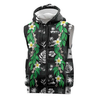 Aloha Hawaii Tuberose Lei Sleeveless Zip Hoodie Tropical Vibes Black Color LT14