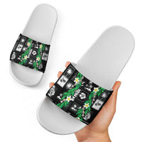 Aloha Hawaii Tuberose Lei Slide Sandals Tropical Vibes Black Color - Polynesian Pride