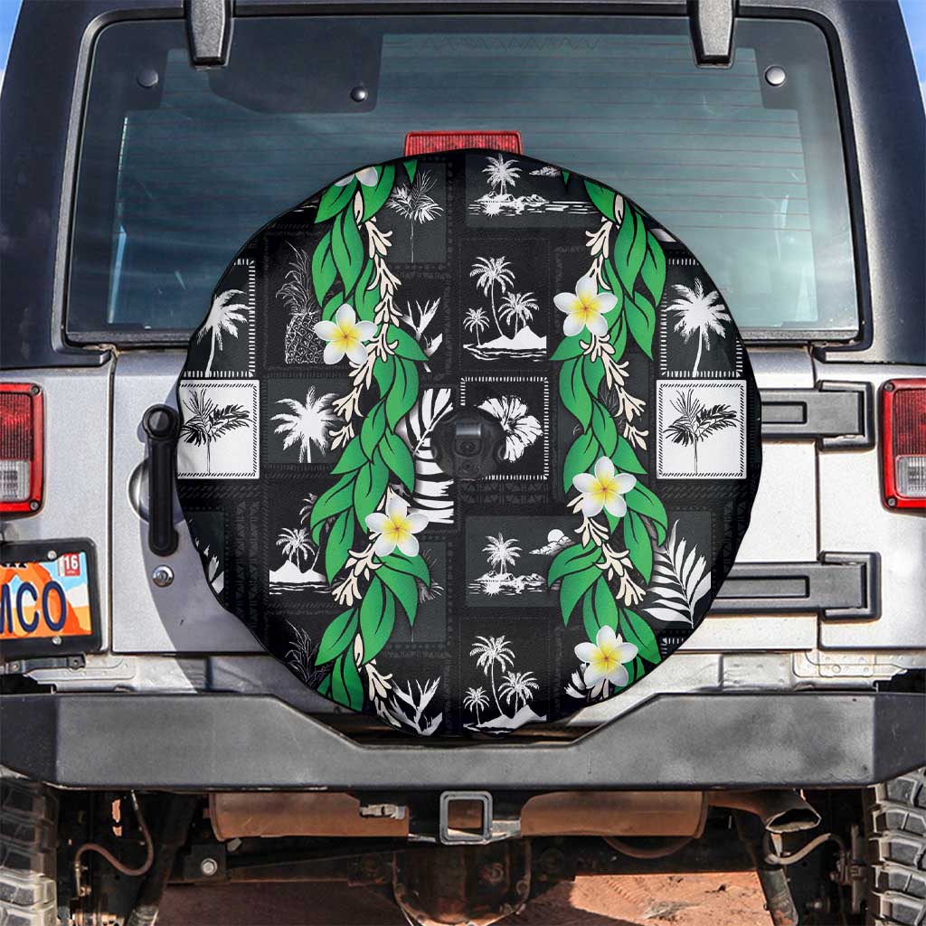 Aloha Hawaii Tuberose Lei Spare Tire Cover Tropical Vibes Black Color LT14 Black - Polynesian Pride